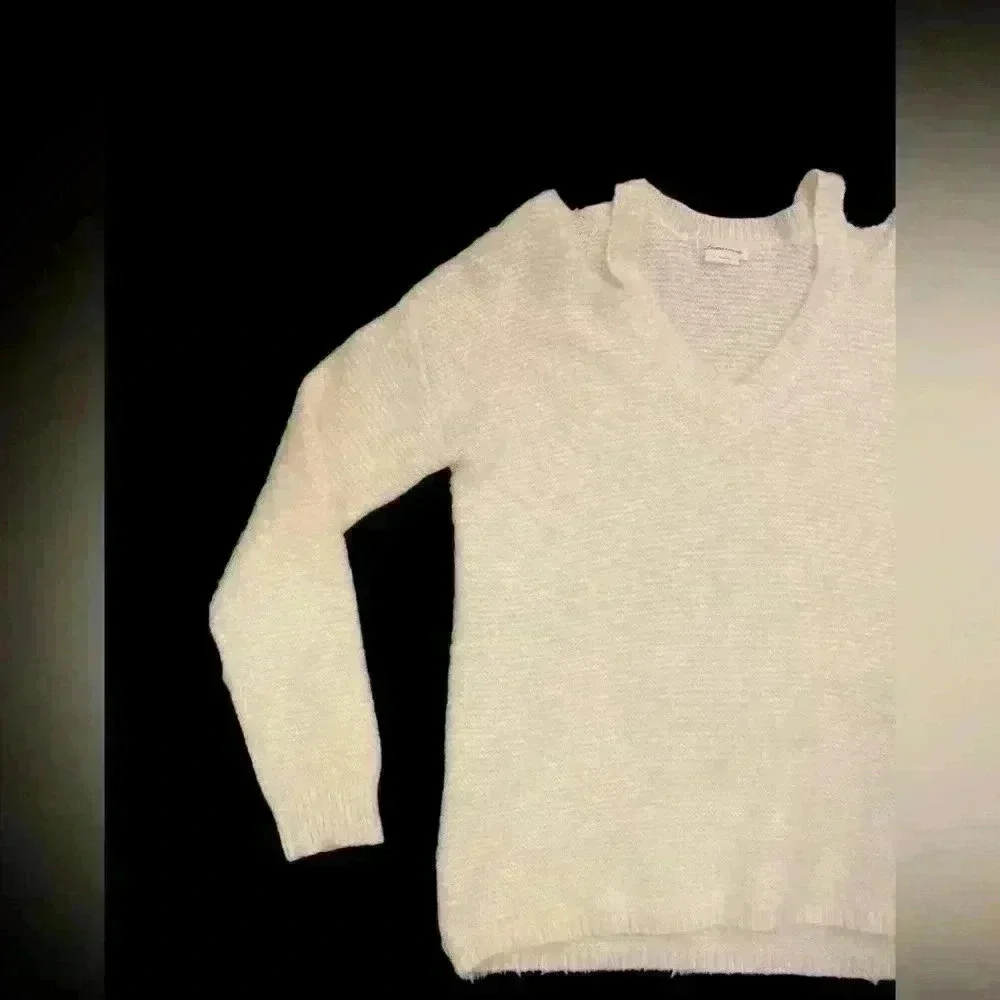 Lovers & Friends Ivory Cutout Fuzzy Sweater.